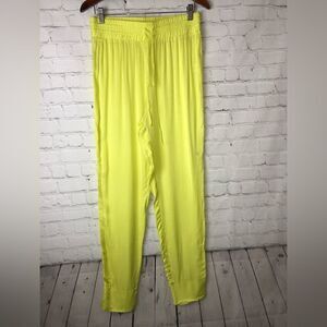 Sun Becomes Her Satin Yellow Doubled Tie Jogger 8